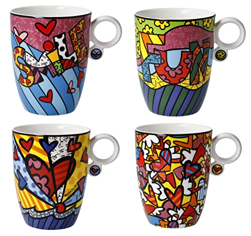 4er Set Kaffeebecher Künstlertassen ROMERO BRITTO Pop Art 400ml Goebel Porzellan von CREAFLOR HOME