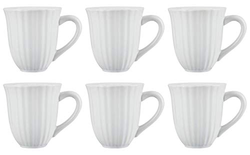 6er SET Becher, Tassen MYNTE Pure White weiß für 300ml Steingut Ib Laursen von CREAFLOR HOME