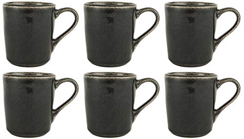 6x Becher, Tasse ANTIQUE BLACK DUNES H. 10,5cm schwarz aus Steingut Ib Laursen von CREAFLOR HOME