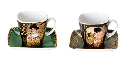 CREAFLOR HOME 2er Set Gustav Klimt Espressotassen Der Kuss Adele Bloch-Bauer Goebel Porzellan von CREAFLOR HOME