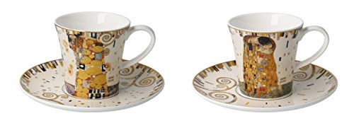 2er Set Gustav Klimt Tassen mit UT konisch Der Kuss + Die Erfüllung 250ml Goebel von CREAFLOR HOME
