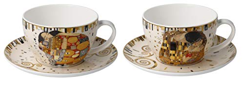 CREAFLOR HOME 2er Set Gustav Klimt Tassen mit Untertasse Der Kuss + Die Erfüllung Goebel von CREAFLOR HOME