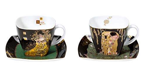 2er Set Gustav Klimt Tassen mit Untertasse SET 1 250ml Goebel Porzellan von CREAFLOR HOME