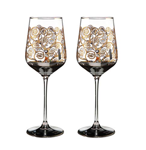 CREAFLOR HOME 2er Set Gustav Klimt Weinglas Der Lebensbaum H. 25cm 450ml Goebel von CREAFLOR HOME