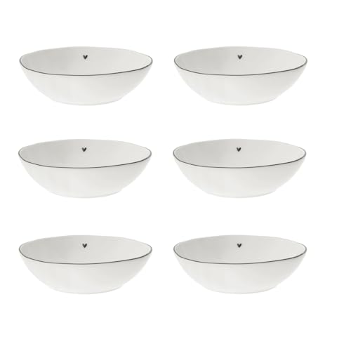 CREAFLOR HOME 6X Suppenteller Pastateller KLEINES Herz weiß schwarz D 21cm Bastion Collections von CREAFLOR HOME