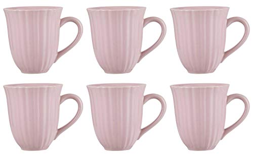 CREAFLOR HOME 6er Set Becher, Tassen English Rose rosa für 300ml H. 10cm Steingut Ib Laursen von CREAFLOR HOME