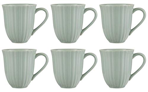 6er SET Becher, Tassen GREEN TEA grün für 300ml H. 10cm Steingut Ib Laursen von CREAFLOR HOME