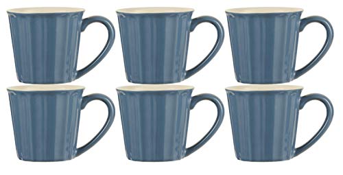 6er Set Becher, Tassen MYNTE Cornflower dunkelblau für 250ml Steingut Ib Laursen von CREAFLOR HOME