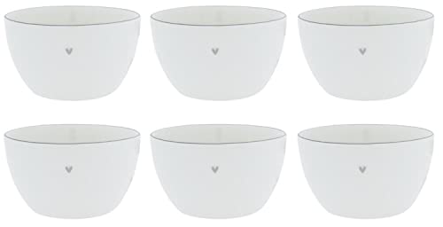 CREAFLOR HOME 6er Set Müslischalen Heart mit kleinem grauen Herz und Rand Bastion Collections von CREAFLOR HOME