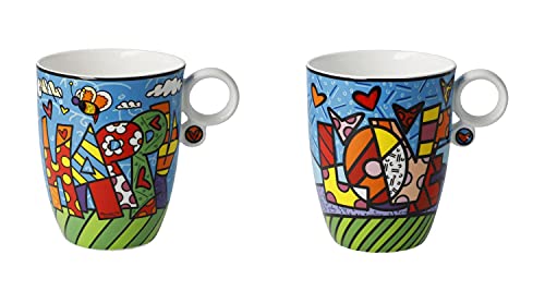 2er Set Romero Britto Künstlerbecher, Tassen LOVE + HAPPY für 350ml Goebel von CREAFLOR HOME