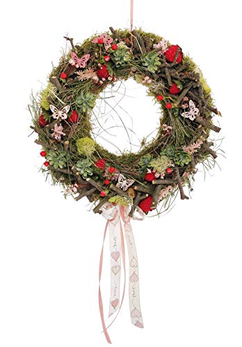 CREAFLOR HOME Türkranz ERDBEEREN mit Schleife rosa rot D. 35cm von CREAFLOR HOME
