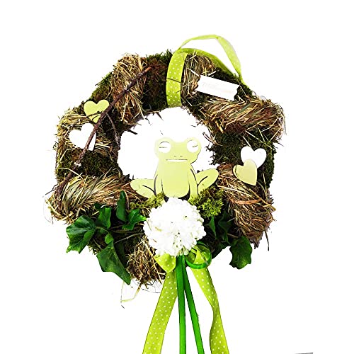 CREAFLOR HOME Türkranz Dekokranz Frosch grün weiß D. 35cm von CREAFLOR HOME