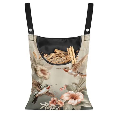 CREAMIC Kolibri-Wäscheklammer-Tasche, Poeny-Blumen, Kleidernadel, hängende Tasche, modische Wäscheklammer-Organizer, Tasche, tragbare Wäscheklammer-Aufbewahrung mit großer Öffnung, CREAMIC Kolibri-Wäscheklammer-Tasche, Poeny-Blumen, Kleidernadel, hängende Tasche, modische Wäscheklammer-Organizer, Tasche, tragbare Wäscheklammer-Aufbewahrung mit großer Öffnung, von CREAMIC