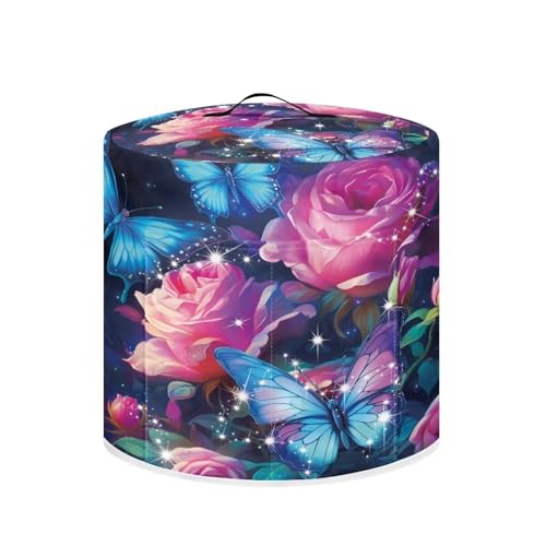 CREAMIC Rose Butterfly Schnellkochtopf-Abdeckung, 8 Quart Staubschutz für Heißluftfritteusen, Schnellkochtopf-Abdeckung mit Griff oben und Zubehörtaschen, kleine Küchengeräte, Küchendekorationen von CREAMIC
