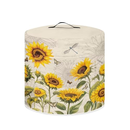 CREAMIC Sonnenblumen-Abdeckung für Luftfritteusen, waschbar, Schnellkochtopf-Staubschutz für kleine Küchengeräte, Abdeckung mit Griff oben, Staubschutz, Brot-Abdeckung für Heimdekoration von CREAMIC