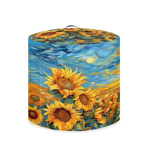CREAMIC Topfabdeckung mit Sonnenblumen-Druck, 8 Quart Staubschutz für Heißluftfritteusen, Schnellkochtopf-Abdeckung mit Griff oben und Zubehörtaschen, kleine Küchengeräte, Küchendekorationen von CREAMIC