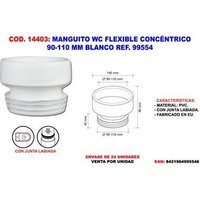 Konzentrischer flexibler Toilettenschlauch 90–110 mm, Weiß, Ref. 99554 von CREARPLAST