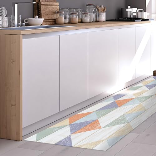 CREARREDA Läufer Teppich Küchenteppich Colour Wood 50x120 Isolierend, feuerhemmend, Kratzfest, hypoallergen, leicht zu waschender Vinyl Teppich. Komplett in Italien hergestellt von CREARREDA
