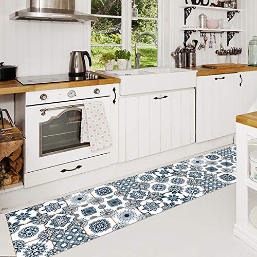 CREARREDA Läufer Teppich Küchenteppich Summer Tiles 50x180 Isolierend, feuerhemmend, Kratzfest, hypoallergen, leicht zu waschender Vinyl Teppich. Komplett in Italien hergestellt von CREARREDA