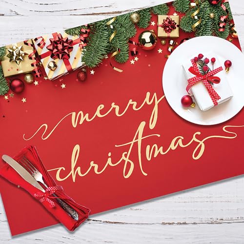 CREARREDA Tischsets Weihnachten 4er Set Frühstücksbrettchen aus PVC, 48 x 33 cm, rutschfest, waschbar, schmutzabweisend, hitzebeständig, Made in Italy von CREARREDA