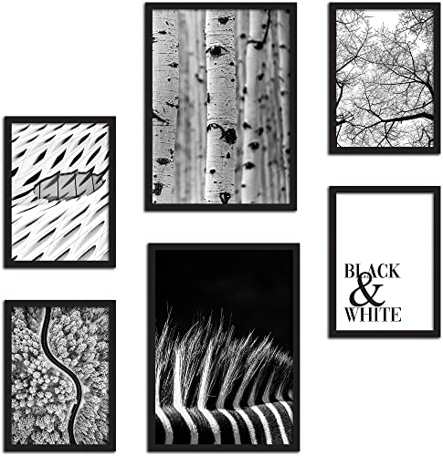 CREARREDA Set mit Wanddrucken Black & White – ohne Rahmen – Wanddekoration für Zuhause und Büro – Zertifizierte Materialien, Made in Italy – Passende Poster 2 x A3 & 4 x A4-30 x 42 & 21 x 30 cm von CREARREDA
