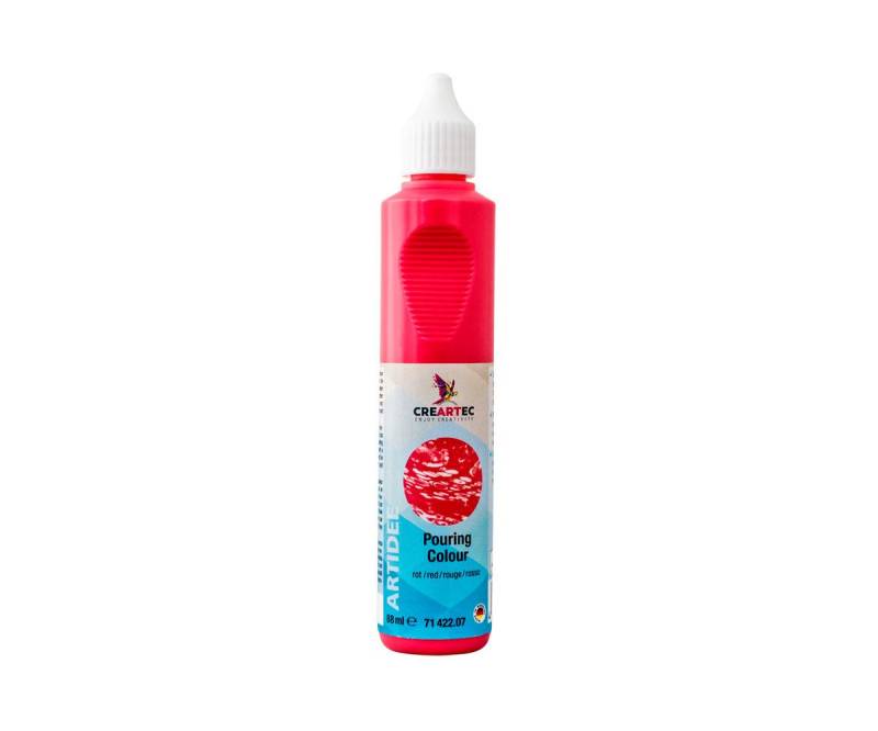 CREARTEC Bastelfarbe Pouring Farbe - Rot - 88ml, zum Anwenden der Pouringtechnik - Made in Germany von CREARTEC