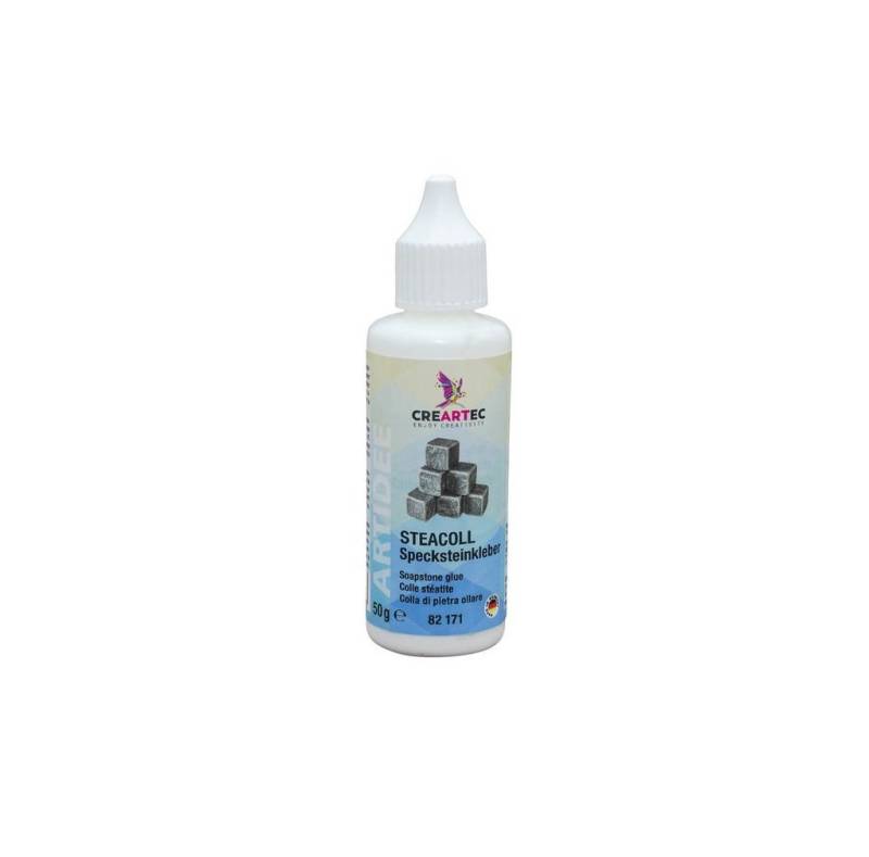 CREARTEC Klebstoff Steacoll Specksteinkleber - 50g, zum Verkleben abgebrochener Specksteinstücke - Made in Germany von CREARTEC