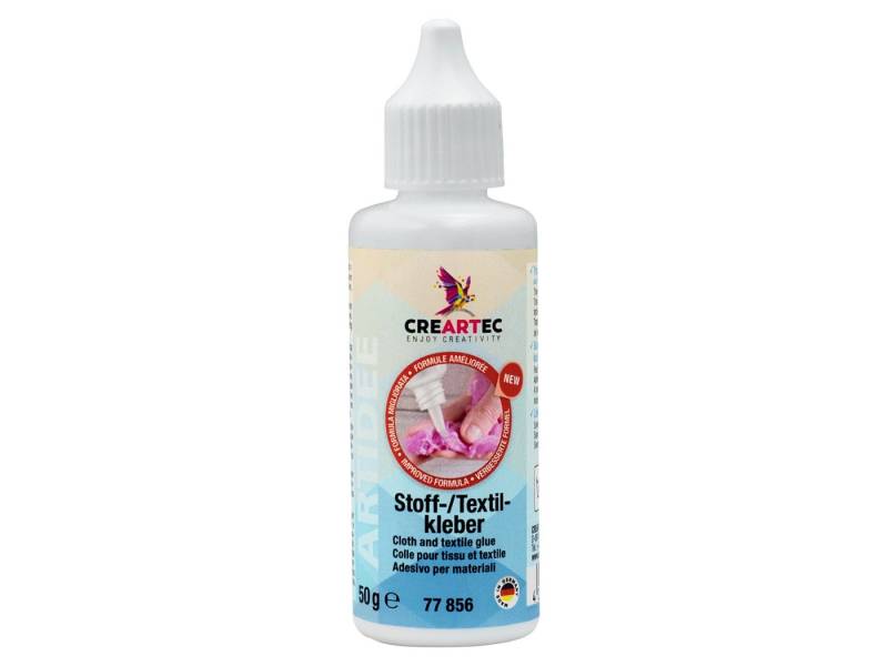 CREARTEC Klebstoff Stoff-/Textilkleber - 50g, Zum Verkleben von Textilien mit synth. Stoffen - Made in Germany von CREARTEC