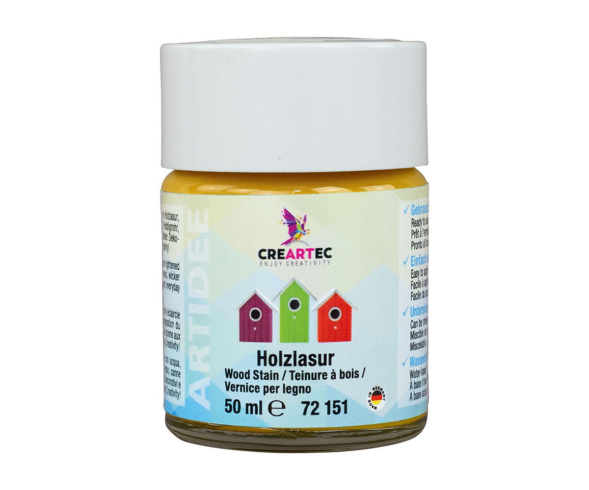 CREARTEC Lasur Holzlasur Dottergelb - 50ml - für verschiedene Materialien, zum Imprägnieren und Lasieren von vielen Objekten - Made in Germany CREARTEC Lasur Holzlasur Dottergelb - 50ml - für verschiedene Materialien, zum Imprägnieren und Lasieren von vielen Objekten - Made in Germany von CREARTEC