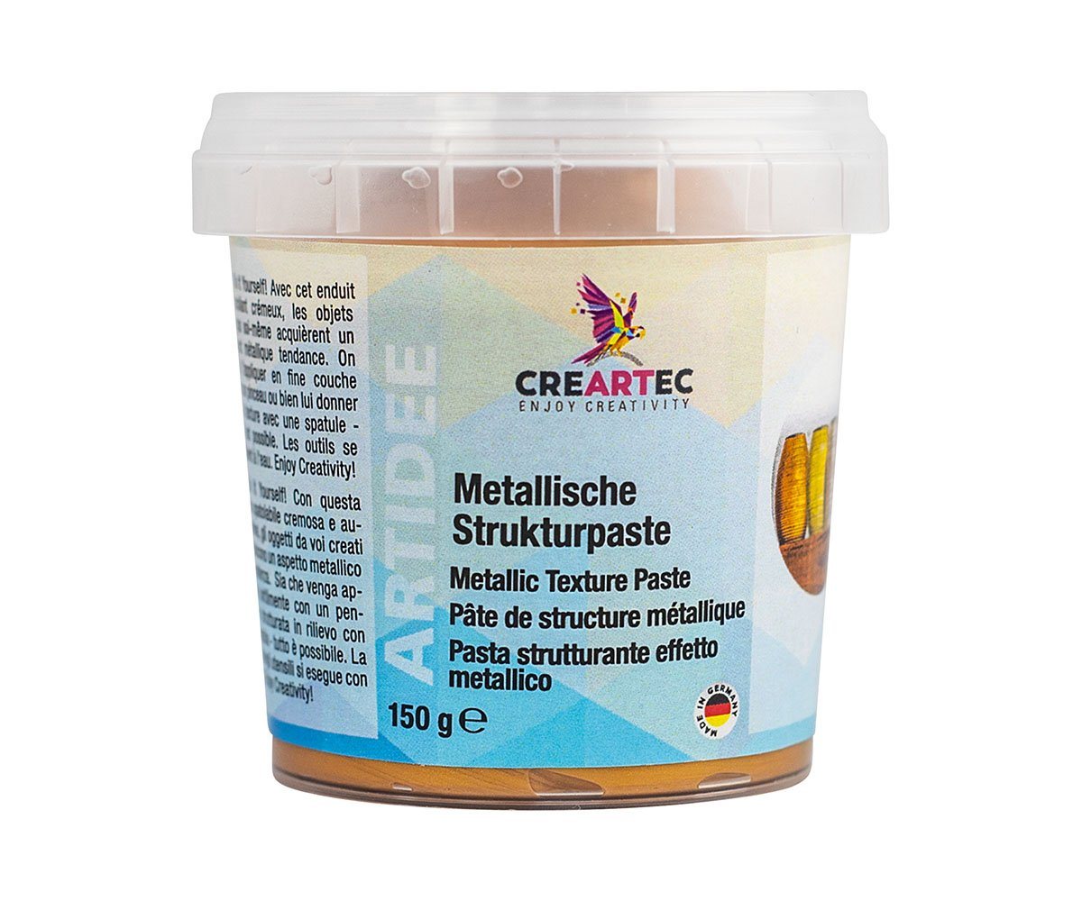 CREARTEC Strukturpaste 7823185, selbstklebende Spachtelmasse - dukatengold glänzend -, - 150g - in metallischem Look - Made in Germany von CREARTEC