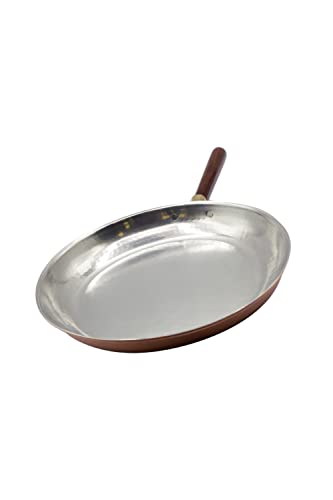 CREARTISTIC 100% Made in Italy - KupferPfanne mit langem Holzgriff – Topf 27 cm - Professionelle Antihaftpfanne – 1,5 mm Dicke - Verzinnte Kupferpfanne - Handgefertigt von CREARTISTIC