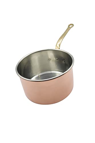 CREARTISTIC – Kochtopf aus verzinntem Kupfer mit Messinggriff – 18 x 10,5 cm – 2 l – für Fleischsauce und andere Saucen – Milchtopf – professionell – 100 % Made in Italy – handgefertigt von CREARTISTIC