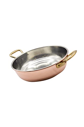 CREARTISTIC – 34 x 8,5 cm – 5,6 l – mit 2 x 4 cm Messinggriffen – ideal zum Servieren bei Tisch – kleine bis große Pfanne – 100 % Made in Italy – handgefertigt von CREARTISTIC