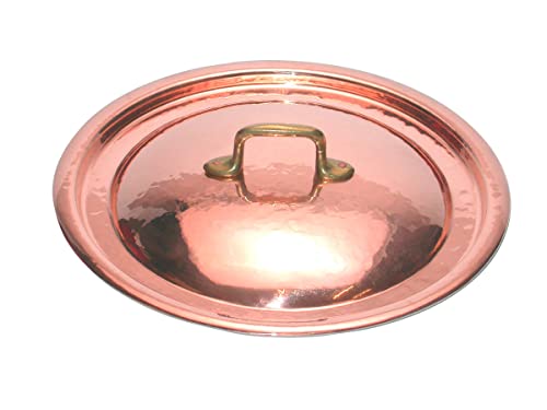 CREARTISTIC Runder Deckel aus reinem Kupfer - 28 cm, für runde Kupfertöpfe und pfannen mit einem Innendurchmesser von 27 cm, innen verzinnt, mit Messinggriff, handgefertigt - 100% Made in Italy von CREARTISTIC
