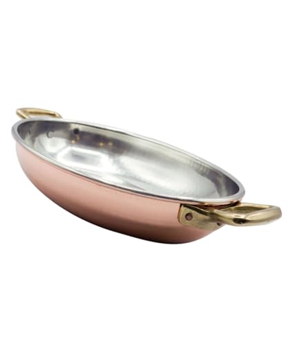 CREARTISTIC Topf aus verzinntem reinen Kupfer – 27 x 20 cm, h 5 cm, 1,5 L, kleine und große Maße, mit 2 x 4 cm Messinggriffen, Serviertopf, handgefertigt, 100% Made in Italy CREARTISTIC Topf aus verzinntem reinen Kupfer – 27 x 20 cm, h 5 cm, 1,5 L, kleine und große Maße, mit 2 x 4 cm Messinggriffen, Serviertopf, handgefertigt, 100% Made in Italy von CREARTISTIC