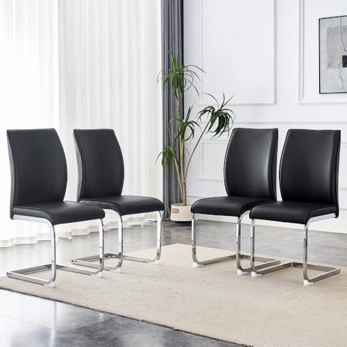 CREASION Elegantes Design Im Europäischen Stil: 2 in Einer Kiste, PU-Komfortkissen Und Silberne Metallbeine. Kombinieren Sie Eleganz Mit Modernem Design. (Black+Silver + Metal + PU Leather + Set of 4) CREASION Elegantes Design Im Europäischen Stil: 2 in Einer Kiste, PU-Komfortkissen Und Silberne Metallbeine. Kombinieren Sie Eleganz Mit Modernem Design. (Black+Silver + Metal + PU Leather + Set of 4) von CREASION
