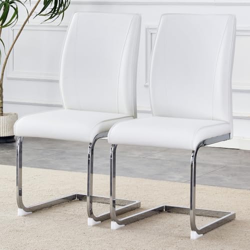 CREASION Elegantes Design Im Europäischen Stil: 2 in Einer Kiste, PU-Komfortkissen Und Silberne Metallbeine. Kombinieren Sie Eleganz Mit Modernem Design. (White+Silver + Metal + PU Leather + Set of 2) CREASION Elegantes Design Im Europäischen Stil: 2 in Einer Kiste, PU-Komfortkissen Und Silberne Metallbeine. Kombinieren Sie Eleganz Mit Modernem Design. (White+Silver + Metal + PU Leather + Set of 2) von CREASION