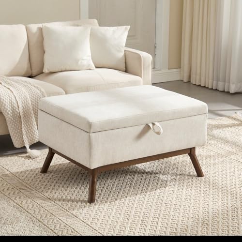 CREASION Moderne Quadratische Couchtisch Ablagebank, Montiert,Geeignet Für Wohnzimmer, Eingangsbereich Und Familienzimmer, Verwendet Als Couchtisch, Steigbügel, Schuhbank (Beige + Linen) von CREASION