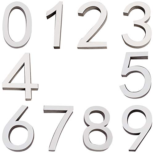 CREATCABIN 10 Stück Briefkastennummern 3 Zoll Selbstklebende Tür Hausnummern Straße Nummern Aufkleber Für Zuhause Zimmer Außen Room, 0 bis 9 (Silber) von CREATCABIN