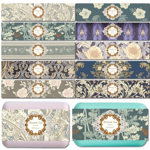 CREATCABIN 100 Stück Seifenverpackung 10 Stile Kunstseifenpapier Wickelband Vertikale Seifenanhänger Hüllen Mit Tectorial Membran Verpackungsmaterial Für Handgemachte Seifenstücke 5x21cm Retro Blumen von CREATCABIN