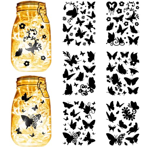 CREATCABIN 12 Blatt 6 Stile Schmetterling Einmachglas-Aufkleber Blumen Aufkleber Stanzschnitte Silhouetten Selbstklebendes PVC Wasserdicht Für Bastelarbeiten Scrapbook Laternengläser Schwarz 20x15cm CREATCABIN 12 Blatt 6 Stile Schmetterling Einmachglas-Aufkleber Blumen Aufkleber Stanzschnitte Silhouetten Selbstklebendes PVC Wasserdicht Für Bastelarbeiten Scrapbook Laternengläser Schwarz 20x15cm von CREATCABIN
