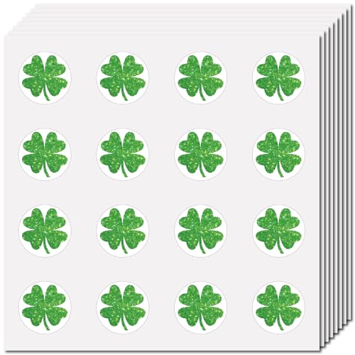 CREATCABIN 128 Kleeblatt Aufkleber Für Scrapbooking Kleiner Glücksklee Aufkleber Selbstklebend Wasserfest Runde Punkte Vierblättriges Kleeblatt Grüne Aufkleber Für Planer Kalender Basteln 2.5x2.5cm von CREATCABIN