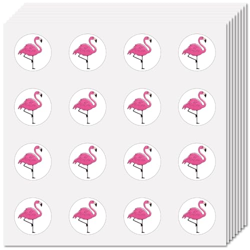CREATCABIN 128 Stück Flamingo Aufkleber Für Scrapbooking Kleiner Aufkleber Rosa Tier Flamingo Großpackung Aufkleber Rund Selbstklebend Wasserfest Für Wasserflaschen Bastelarbeiten Laptop Gepäck 2.5cm von CREATCABIN
