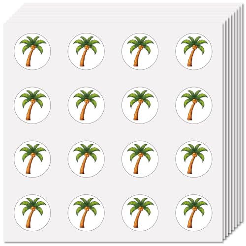 CREATCABIN 128 Stück Kokosnussbaum Aufkleber Für Scrapbooking Kunststoff Aufkleber Selbstklebend Wasserfest Runde Symbolaufkleber In Großen Mengen Perfekt Für Lehrer Kalender Tagebücher 2.5cm von CREATCABIN