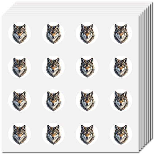 CREATCABIN 128 Stück Wolf Aufkleber Tiere Planer Aufkleber Selbstklebend Wasserdicht Kunststoff Rund Punkte Cartoon Design Wasserflaschen Aufkleber Großpackung Etiketten Für Scrapbooking Basteln 2.5cm von CREATCABIN