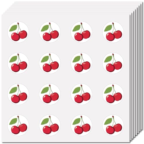 CREATCABIN 128Kirsch Scrapbook Aufkleber Obst Aufkleber Kunststoff Wasserfest Selbstklebend Rot Cartoon Klein Rund Planer Journal Aufkleber Für DIY Kunst Handwerk Wasserflasche Laptop Dekoration 2.5cm von CREATCABIN