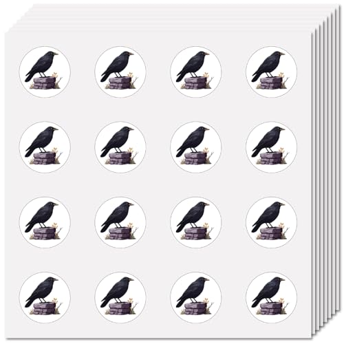 CREATCABIN 128Stück 8Bögen Rabenaufkleber Kleiner Amsel Aufkleber Selbstklebendes Bild Wasserdicht Mini Rund Vogel Tier Aufkleber Etiketten Für Heimwerker Basteln Scrapbooking Kalender Telefon Gepäck von CREATCABIN