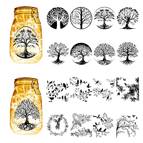 CREATCABIN 16 Stück Baum des Lebens Silhouetten Einmachglas Dekor Vögel Laterne Laser Ausschnitte Ornamente Scrapbook Verzierung für Milchglas Wand Fenster Autos DIY Handwerk Weihnachten Schwarz 9,9 x CREATCABIN 16 Stück Baum des Lebens Silhouetten Einmachglas Dekor Vögel Laterne Laser Ausschnitte Ornamente Scrapbook Verzierung für Milchglas Wand Fenster Autos DIY Handwerk Weihnachten Schwarz 9,9 x von CREATCABIN
