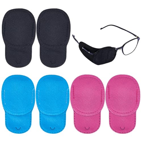 CREATCABIN 18 Stück Brillen-Augenklappe Lazy Eye Patch Für Amblyopie Strabismus Augenklappe Abdecken des Linken Rechten Auges Textile Augenklappe Für Medizinische Erwachsene Schwarz Blau Rot 9x5cm von CREATCABIN