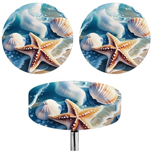 CREATCABIN 2 Packung Hockerbezüge Runde Barhockerbezüge Runde Barhocker Sitzbezüge Hocker Schonbezug Mit Elastischem Polyester Staubdichte Bar Dekoration Bedruckter Jacquard Für Bar Geschäft 33x33cm von CREATCABIN